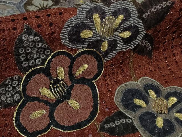 平和屋着物●極上　中国三大刺繍　スワトウ刺繍　汕頭刺繍　訪問着　草花文　暈し染め　金糸　金通し地　逸品　DZAB4165kh6