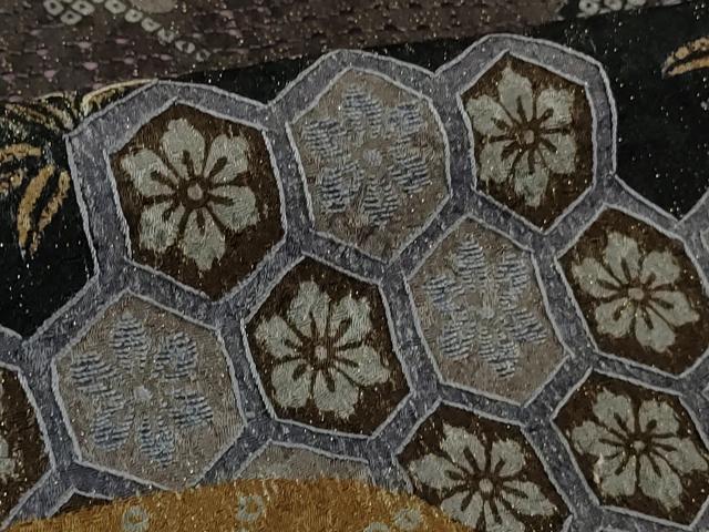 平和屋着物●極上　中国三大刺繍　スワトウ刺繍　汕頭刺繍　訪問着　草花文　暈し染め　金糸　金通し地　逸品　DZAB4165kh6