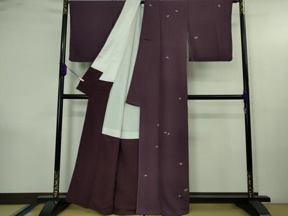 平和屋着物●極上　洛楽人工房　付下げ　蜻蛉　トンボ　葡萄色地　逸品　DZAB4166kh6