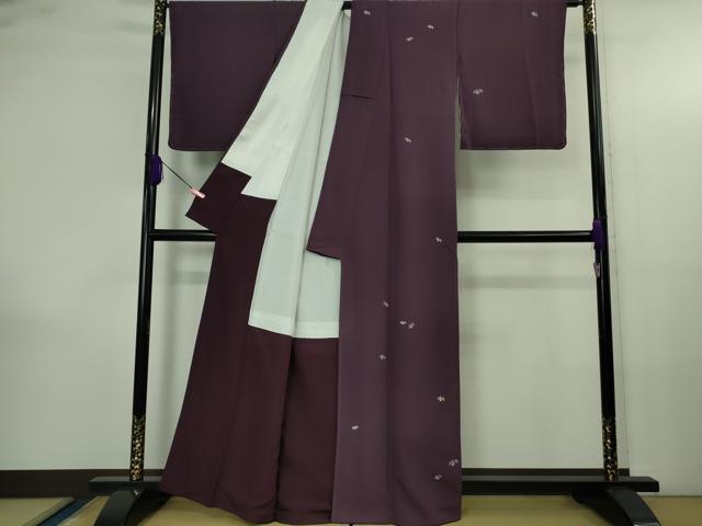 平和屋着物●極上　洛楽人工房　付下げ　蜻蛉　トンボ　葡萄色地　逸品　DZAB4166kh6