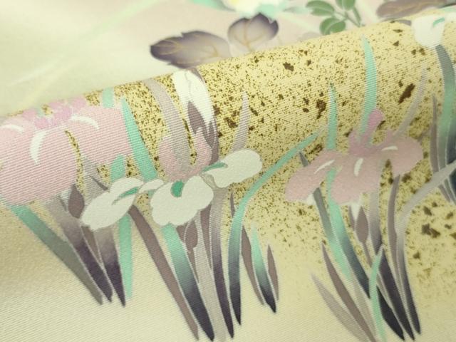 平和屋本店●極上 訪問着 刺繍 四季花文 鳥の子色地 暈し染め 金彩 ロング丈 逸品 DZAB4167kh6
