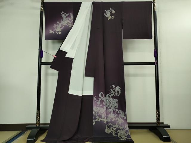 平和屋本店●極上　金彩友禅 卓越技能者・名工・和田光正 訪問着 更紗花唐草文 桑の実色地 暈し染め 銀彩 トールサイズ　逸品　DZAB4170kh6
