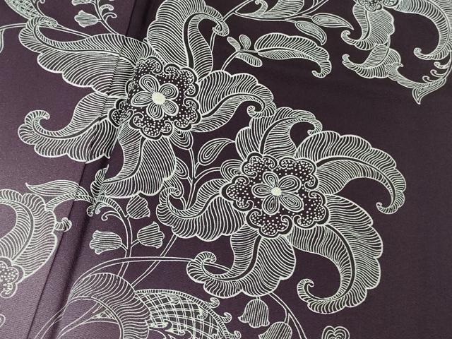 平和屋本店●極上　金彩友禅 卓越技能者・名工・和田光正 訪問着 更紗花唐草文 桑の実色地 暈し染め 銀彩 トールサイズ　逸品　DZAB4170kh6