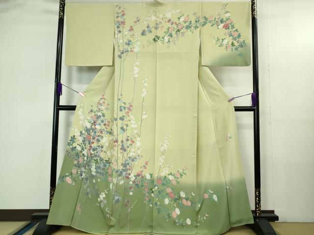 平和屋着物●極上　訪問着　友禅　作家物　吉祥花文　暈し染め　逸品　DZAB4176kh6
