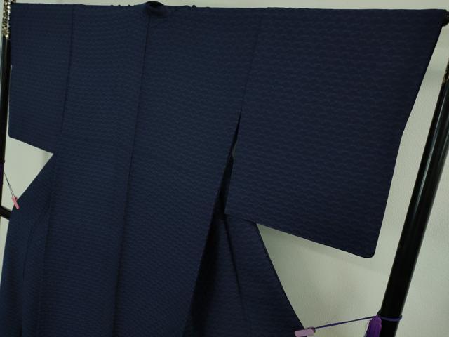 平和屋着物●極上　本藍　お召　美の花　反端付き　逸品　DZAB4177kh6