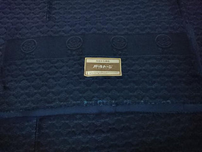 平和屋着物●極上　本藍　お召　美の花　反端付き　逸品　DZAB4177kh6