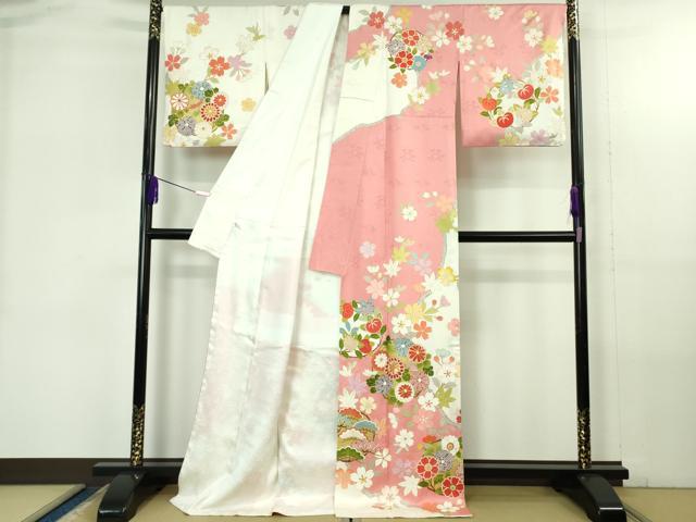平和屋本店●極上　染匠　久保耕　訪問着　京友禅　駒刺繍　吉祥花文　金彩　反端付き　逸品　DZAB4178kh6