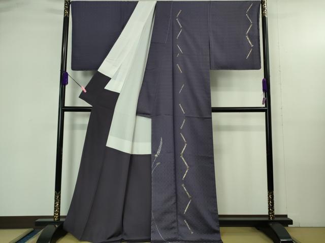 平和屋本店●極上 山口美術織物 皇室 伊勢神宮御用 西陣織 訪問着 お召地 総刺繍 錦繍 筆 草花 深紫色地 逸品 未使用 DZAB4180kh6
