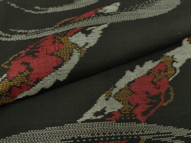 平和屋本店●極上 本場大島紬 錦鯉 黒地 逸品 未使用 DZAB4182kh6