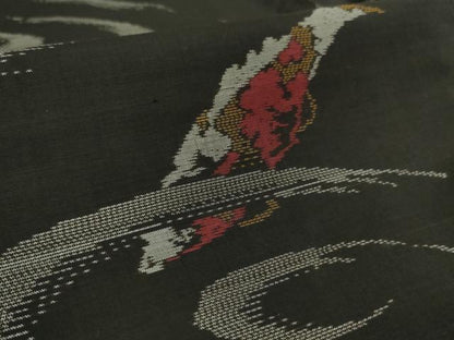 平和屋本店●極上 本場大島紬 錦鯉 黒地 逸品 未使用 DZAB4182kh6