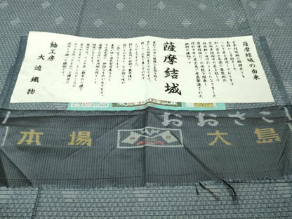 平和屋着物▽極上　薩摩結城　本場大島紬　単衣　大迫織物謹製　証紙付き　逸品　DZAB4183kh6