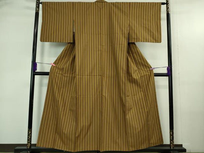 平和屋本店●極上 山下八百子 本場黄八丈 市松綾織 紬 逸品 DZAB4184kh6