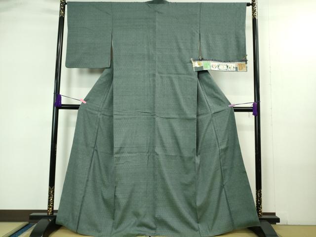 平和屋本店●極上 本場結城紬 重要無形文化財 色無地 錆御納戸色 証紙付き 逸品 DZAB4189kh6