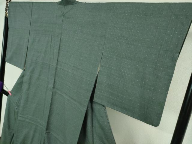 平和屋本店●極上 本場結城紬 重要無形文化財 色無地 錆御納戸色 証紙付き 逸品 DZAB4189kh6