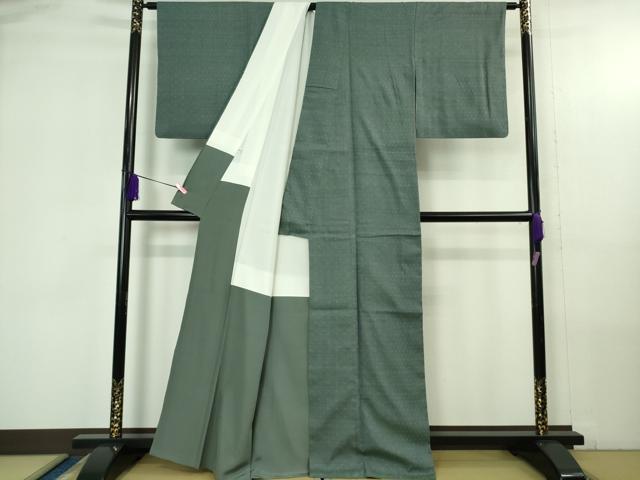 平和屋本店●極上 本場結城紬 重要無形文化財 色無地 錆御納戸色 証紙付き 逸品 DZAB4189kh6