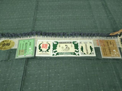 平和屋本店●極上 本場結城紬 重要無形文化財 色無地 錆御納戸色 証紙付き 逸品 DZAB4189kh6