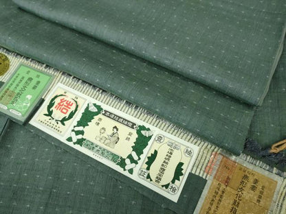 平和屋本店●極上 本場結城紬 重要無形文化財 色無地 錆御納戸色 証紙付き 逸品 DZAB4189kh6