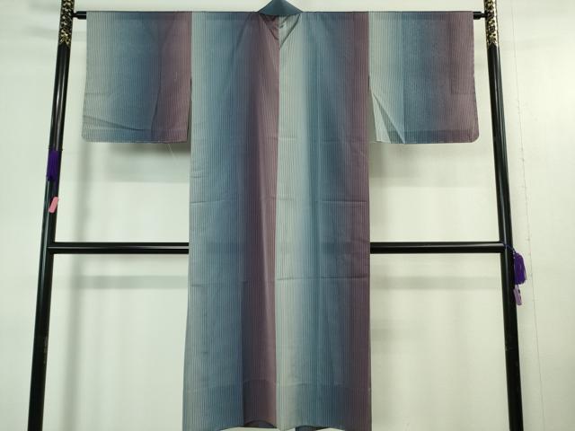 平和屋着物∞極上　道中着　スリーシーズン　春夏秋　塵除け　ロング丈　縞　暈し染め　逸品　未使用　DZAB4193kh6