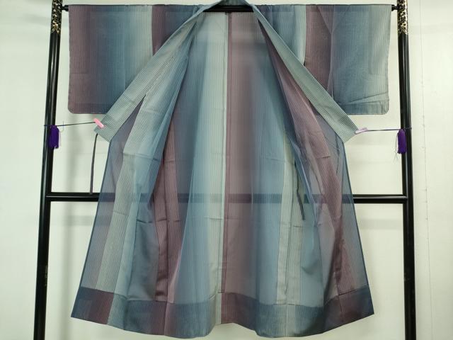 平和屋着物∞極上　道中着　スリーシーズン　春夏秋　塵除け　ロング丈　縞　暈し染め　逸品　未使用　DZAB4193kh6