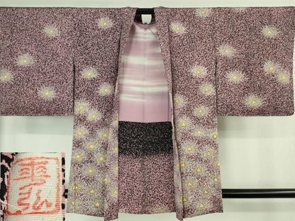 平和屋本店∞極上　人間国宝　森口華弘　蒔糊友禅　蒔糊散らし　羽織　松葉　金彩　逸品　未使用　DZAB4199kh6