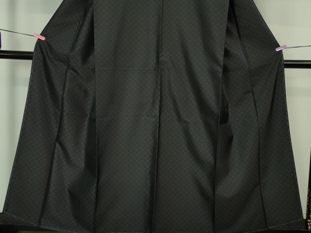平和屋本店●希少　本場筑前博多織　大倉織物　誠之輔　お召　風通織　黒地　証紙・反端付き　逸品　未使用　DZAB4200kh6