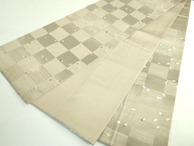 平和屋着物●極上　西陣の名門　加納幸謹製　六通柄袋帯　唐織　市松舞桜　金糸　逸品　DZAB4206kh6