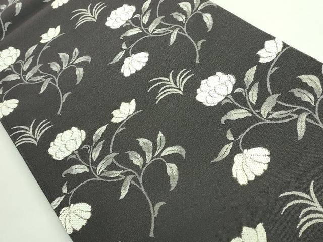 平和屋本店●極上　織文意匠　鈴木　六通柄袋帯　唐織　綾絲錦　草花文　金糸　羊羹色地　逸品　DZAB4209kh6