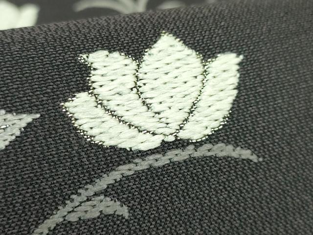 平和屋本店●極上　織文意匠　鈴木　六通柄袋帯　唐織　綾絲錦　草花文　金糸　羊羹色地　逸品　DZAB4209kh6