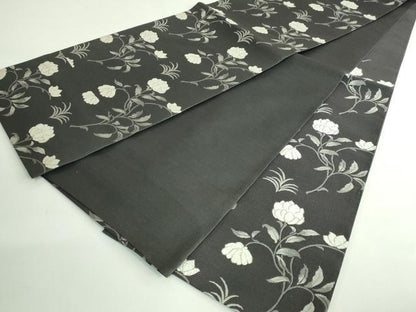 平和屋本店●極上　織文意匠　鈴木　六通柄袋帯　唐織　綾絲錦　草花文　金糸　羊羹色地　逸品　DZAB4209kh6