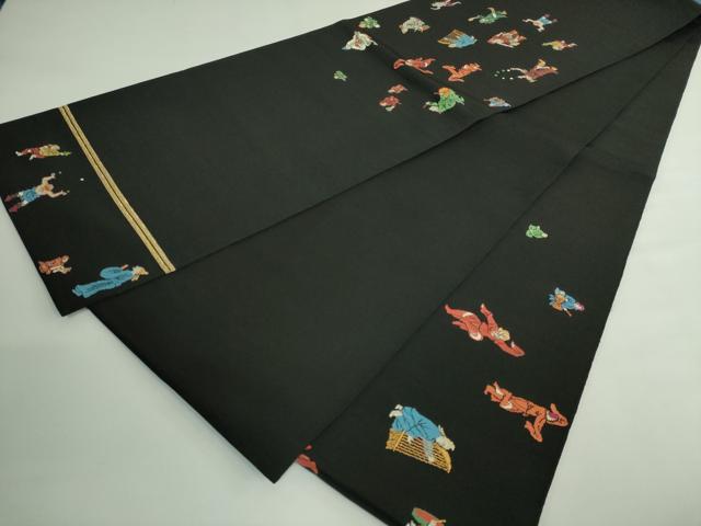 平和屋本店●最高級　龍村平蔵製　太鼓柄　本袋帯　弾弓胡舞文　黒地　金銀糸　逸品　DZAB4212kh6