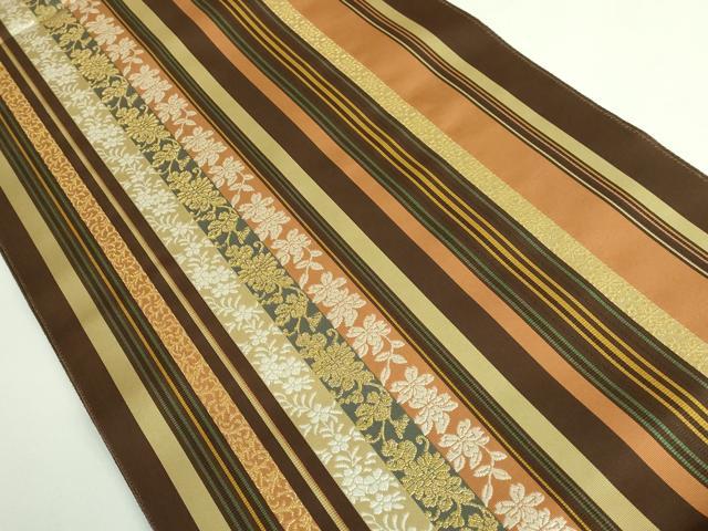 平和屋着物●極上　本場筑前博多織　両面　全通柄袋帯　花間道　金糸　逸品　DZAB4215kh6