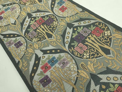 平和屋本店●極上　1854年創業　帯屋捨松　六通柄袋帯　洋花文　金糸　逸品　DZAB4217kh6