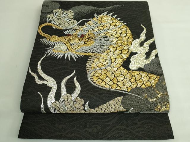 平和屋着物●極上　太鼓柄袋帯　スリーシーズン帯　昇龍　金銀糸　逸品　DZAB4218kh6