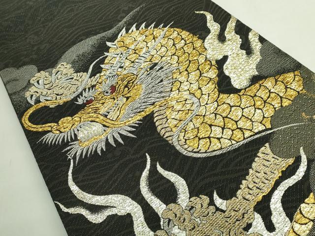 平和屋着物●極上　太鼓柄袋帯　スリーシーズン帯　昇龍　金銀糸　逸品　DZAB4218kh6