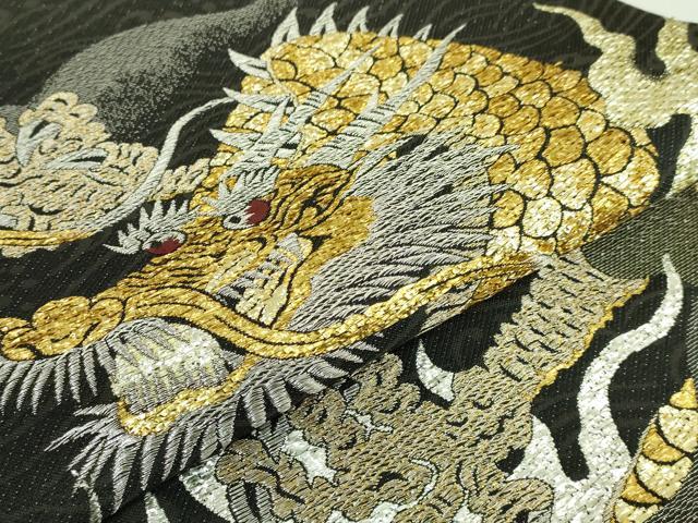 平和屋着物●極上　太鼓柄袋帯　スリーシーズン帯　昇龍　金銀糸　逸品　DZAB4218kh6