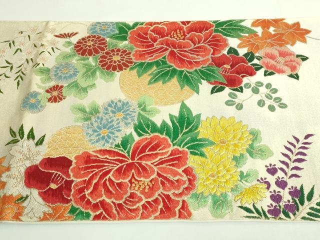 平和屋着物●極上　西陣　川島織物　太鼓柄　本袋帯　唐織　花車文　金糸　逸品　DZAB4223kh6