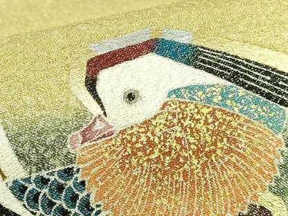 平和屋着物●極上　人間国宝・羽田登喜男　綴れ　太鼓柄袋帯　鴛鴦　松竹梅　金銀彩　逸品　DZAB4230kh6