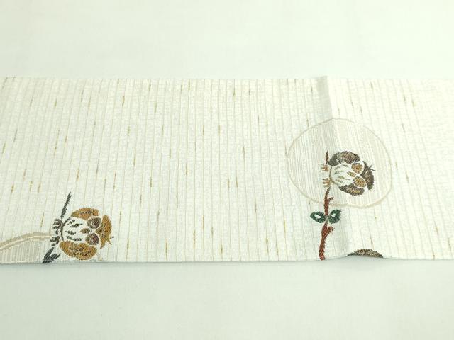 平和屋着物●極上　九寸名古屋帯　ぜんまい紬　梟　フクロウ　金糸　逸品　DZAB4245kh6