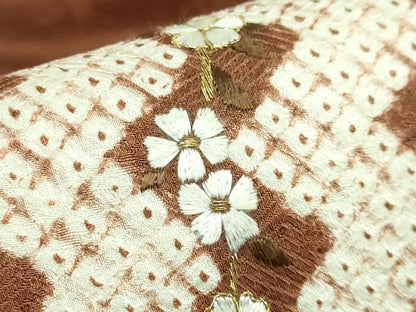 平和屋着物●極上　九寸名古屋帯　刺繍　絞り　枝垂れ花文　金糸　逸品　DZAB4247kh6