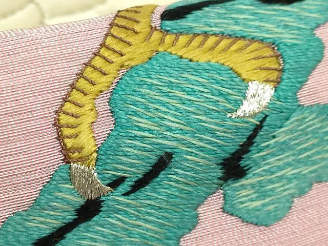平和屋着物●極上　アンティーク　大正ロマン　九寸名古屋帯　総手刺繍　鷲　金糸　逸品　DZAB4252kh6