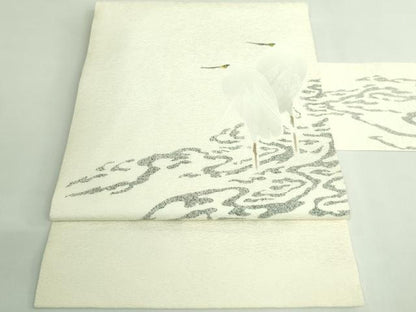 平和屋着物●極上　東京友禅　菅有鬼一　九寸名古屋帯　白鷺　逸品　DZAB4255kh6