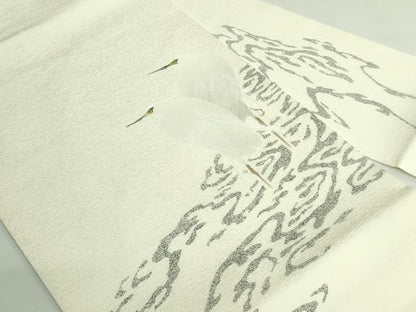 平和屋着物●極上　東京友禅　菅有鬼一　九寸名古屋帯　白鷺　逸品　DZAB4255kh6