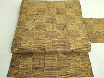 平和屋着物●極上　伊兵衛織　工芸手織　八寸名古屋帯　市松文様　逸品　DZAB4256kh6