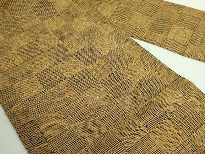 平和屋着物●極上　伊兵衛織　工芸手織　八寸名古屋帯　市松文様　逸品　DZAB4256kh6