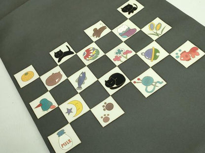 平和屋着物●極上　塩瀬　つけ帯　猫　金魚　ネズミ　毬　毛糸　金彩　逸品　DZAB4257kh6