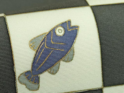 平和屋着物●極上　塩瀬　つけ帯　猫　金魚　ネズミ　毬　毛糸　金彩　逸品　DZAB4257kh6