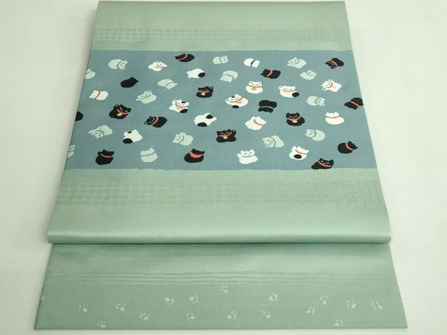 平和屋着物●極上　西陣　川島織物　つけ帯　招き猫　金糸　逸品　DZAB4264kh6