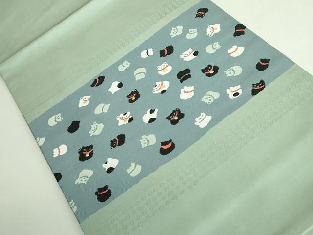 平和屋着物●極上　西陣　川島織物　つけ帯　招き猫　金糸　逸品　DZAB4264kh6