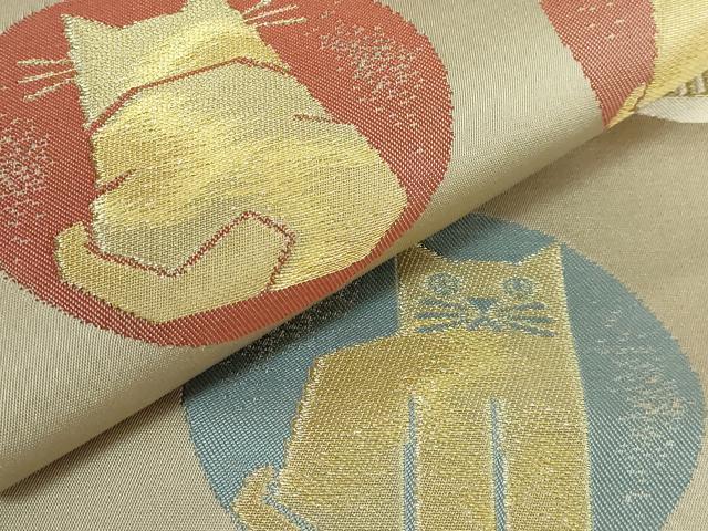 平和屋着物●極上　つけ帯　猫　金糸　逸品　DZAB4265kh6