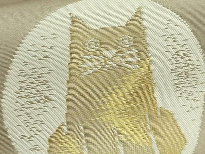 平和屋着物●極上　つけ帯　猫　金糸　逸品　DZAB4265kh6